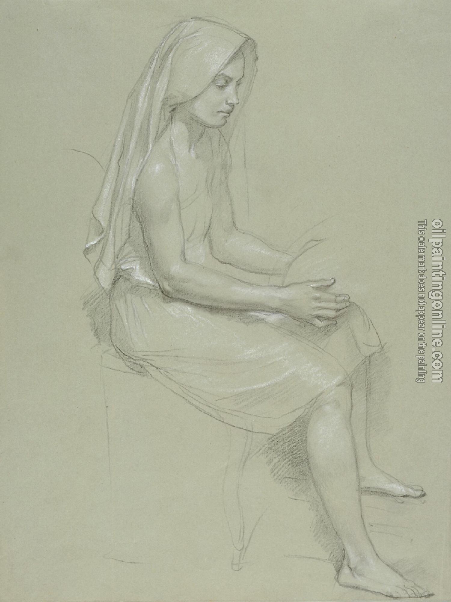 Bouguereau, William-Adolphe - Study of a Seated Veiled Female Figure